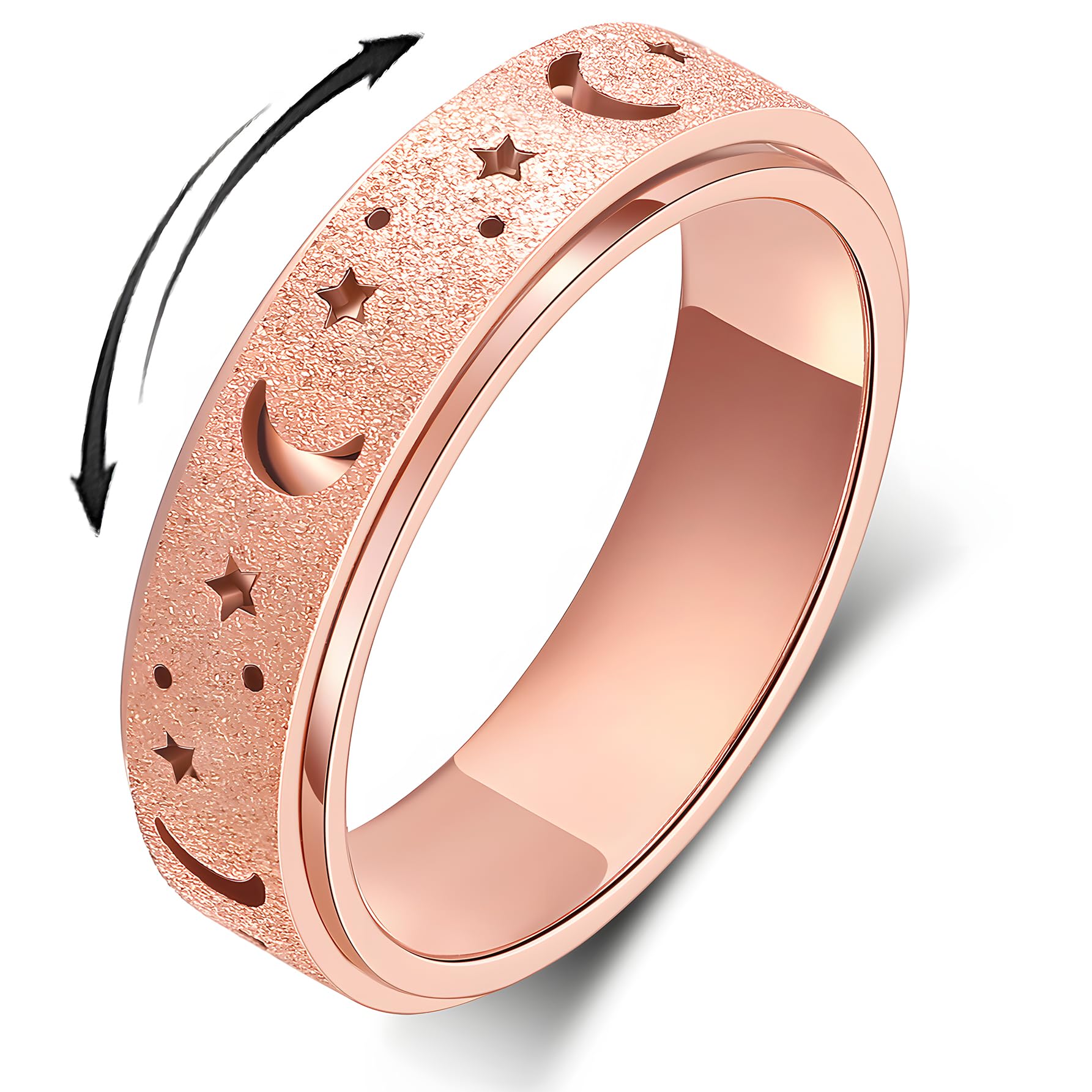 LuckyAmor anxiety ring with moon and star outer band for style and subtle calm moments.