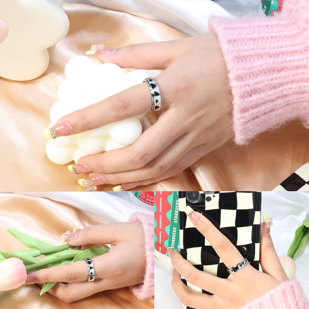 LuckyAmor stainless steel spinner ring worn daily during work or study