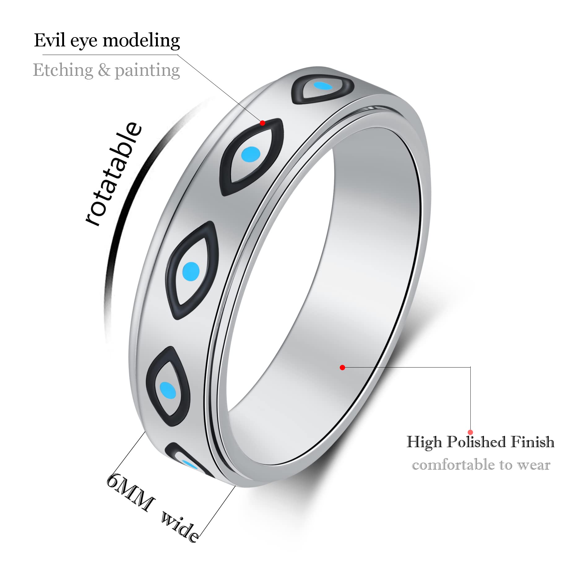 The women’s 6mm ring rotates smoothly for mindful fidgeting during daily tasks