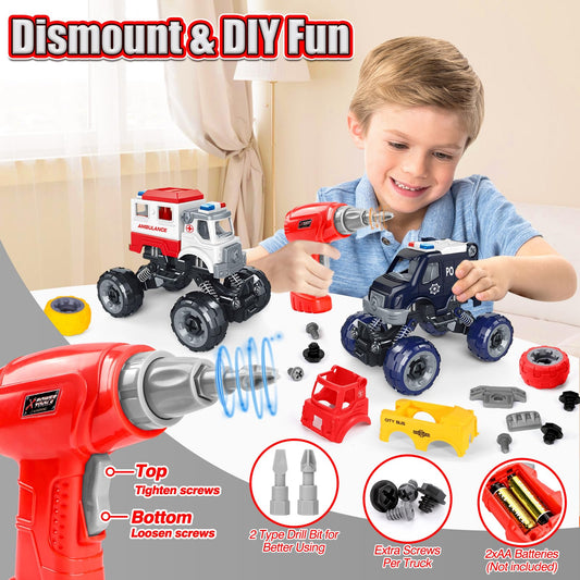 LUDILO city-police-car toy improves dexterity during hands-on assembly.