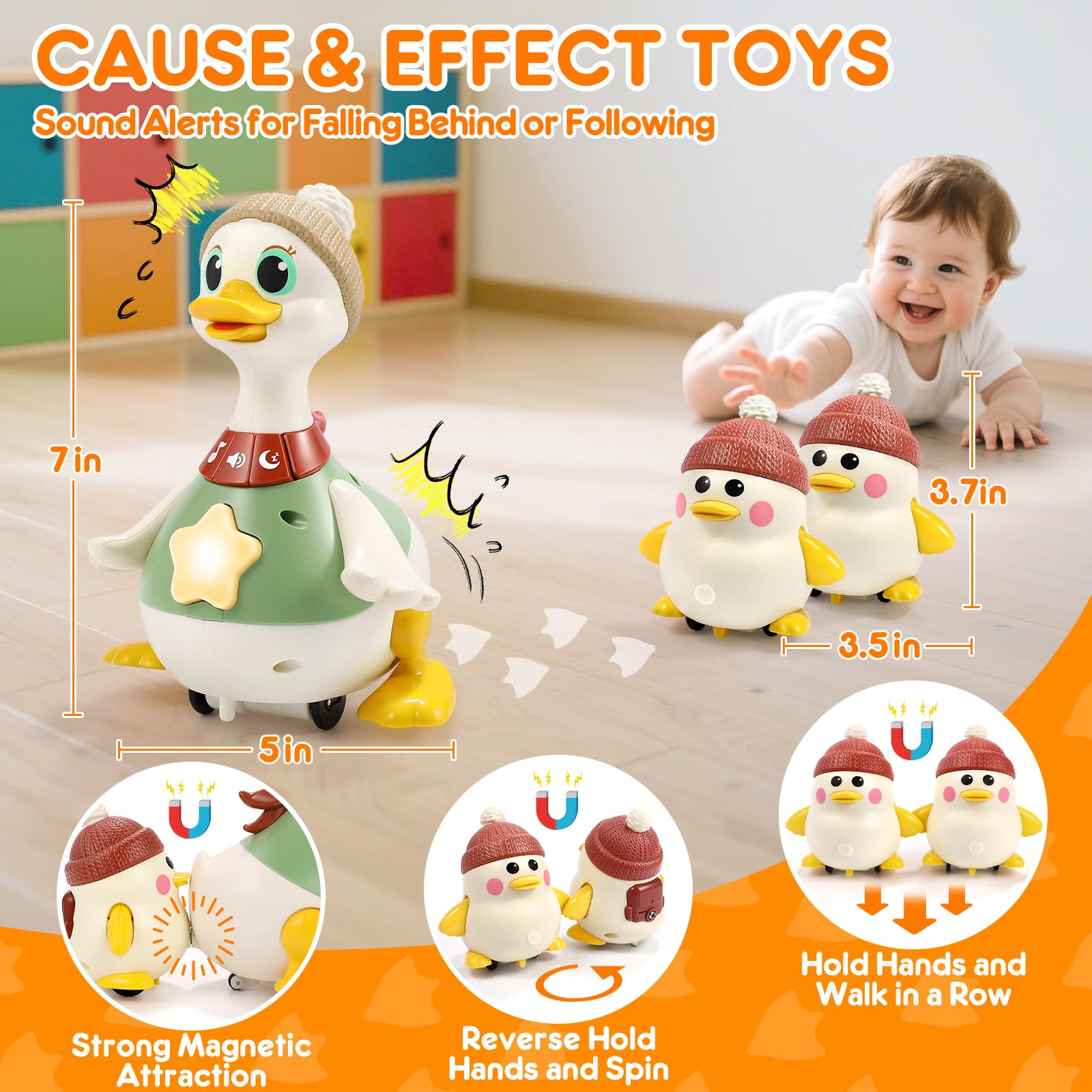 LUDILO duck toy mouth movement and swing motion for interaction