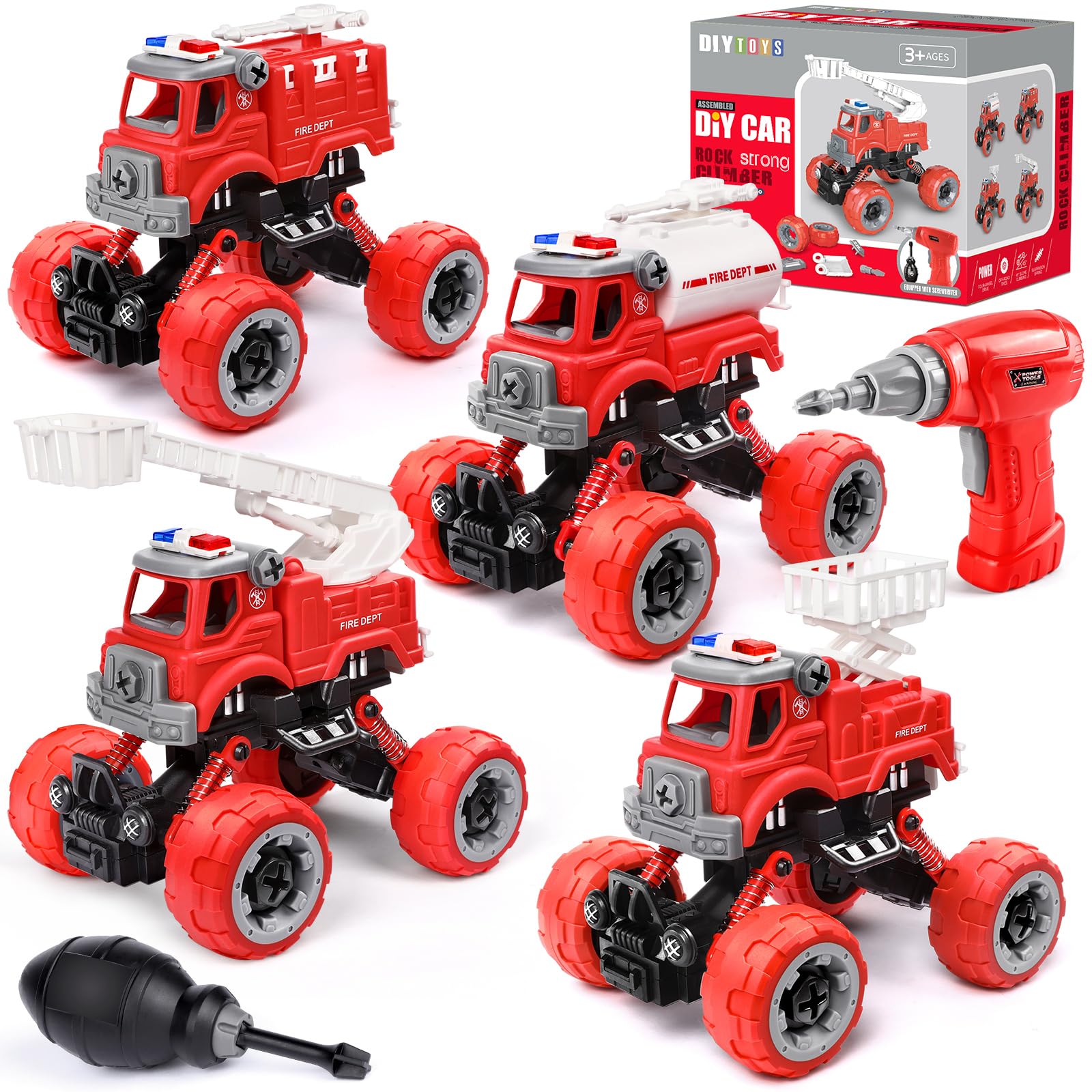 LUDILO fire truck ladder model for imaginative play and fine motor skills.