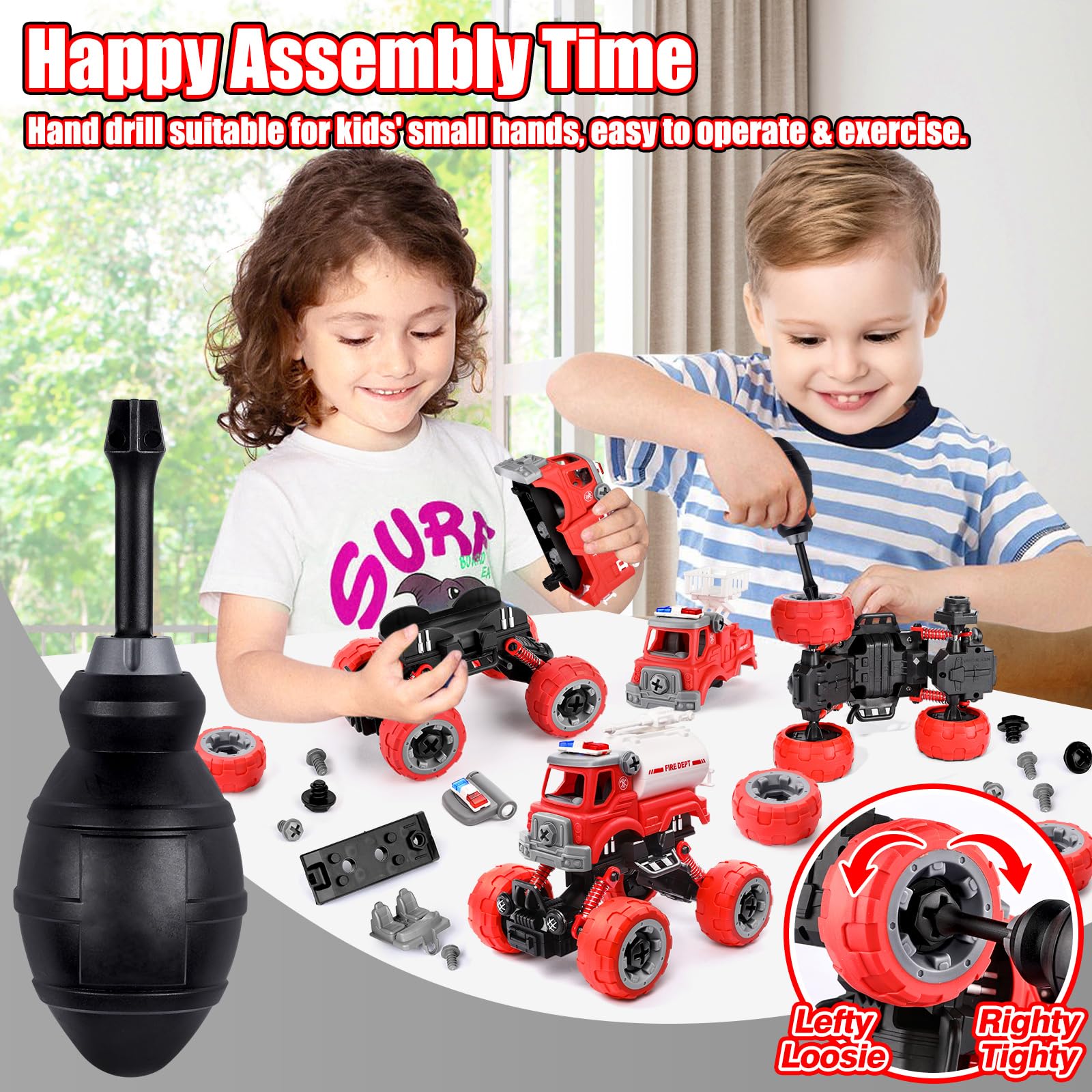 LUDILO fire truck lift truck model encourages creative assembly.