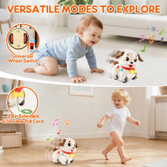LUDILO Puppy's blinking eyes and bobbing head engage baby's attention