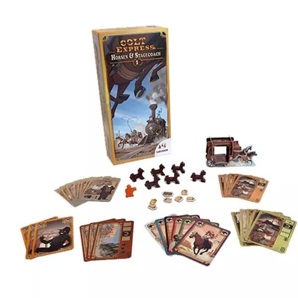 Ludonaute Colt Express setup with expansion components ready for play and fun.