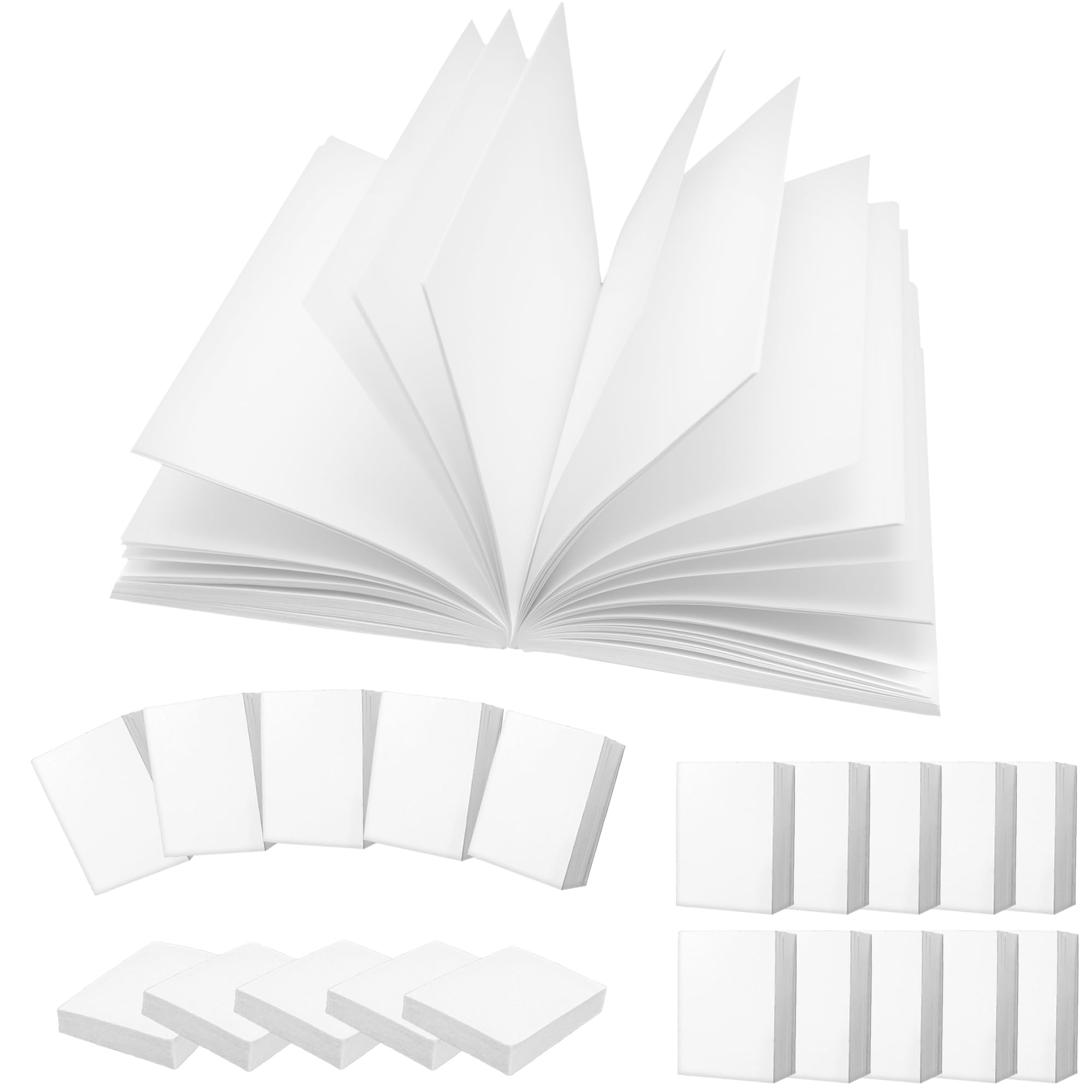 LUFEEMGA 100-piece white book miniatures pack enhances dollhouse shelves with charming decor.