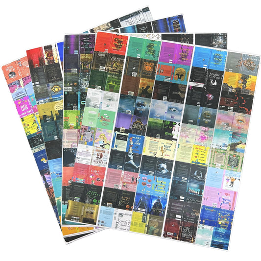 LUFEEMGA 200pcs mini book cover stickers—front cover design for realistic dollhouse books.