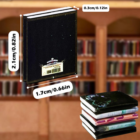 LUFEEMGA compact-packaging mini books on a tidy dollhouse shelf