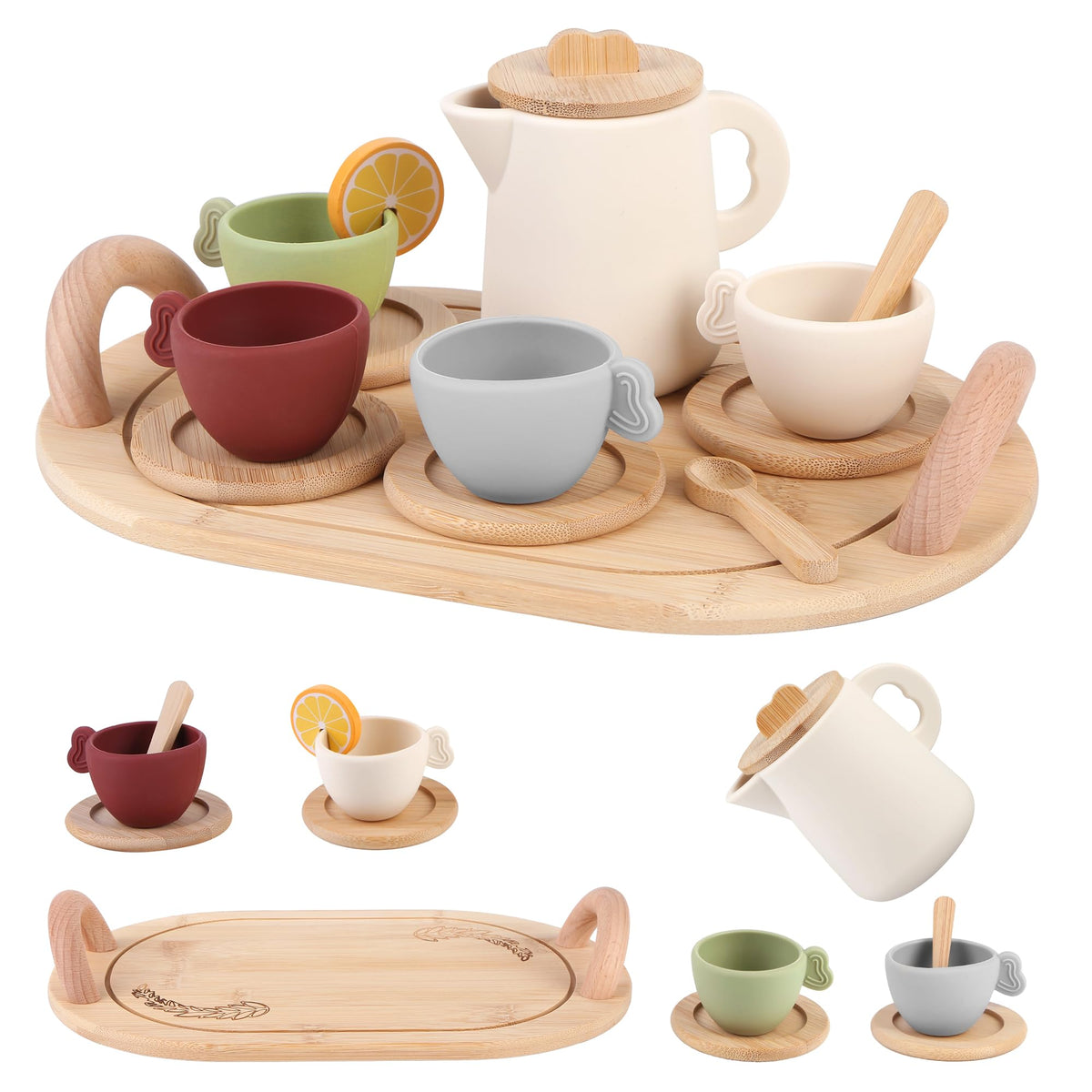 Lufstd teapot with lid for safe, imaginative tea service