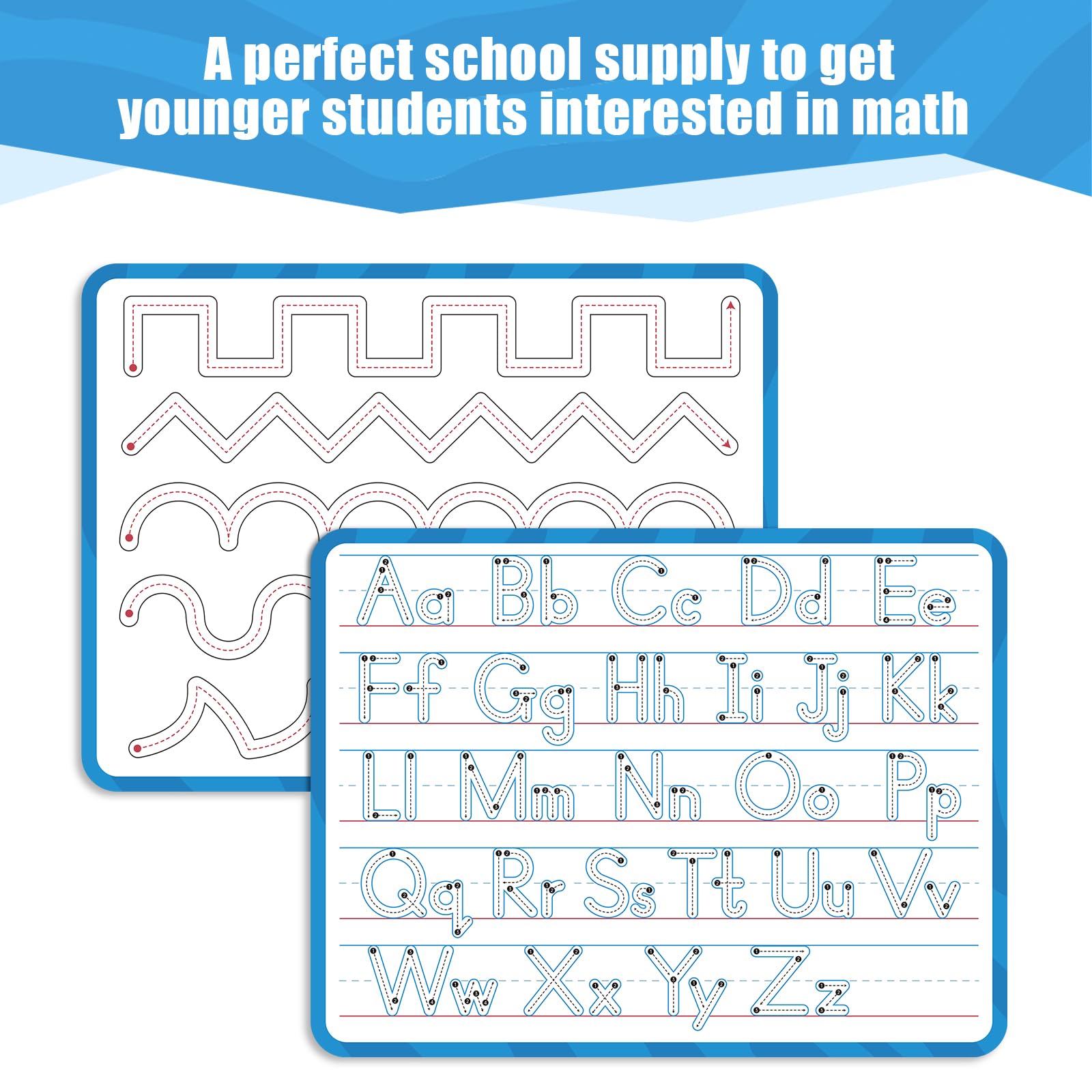 LUHEAGU handwriting board shows ABC tracing during homeschool writing practice.