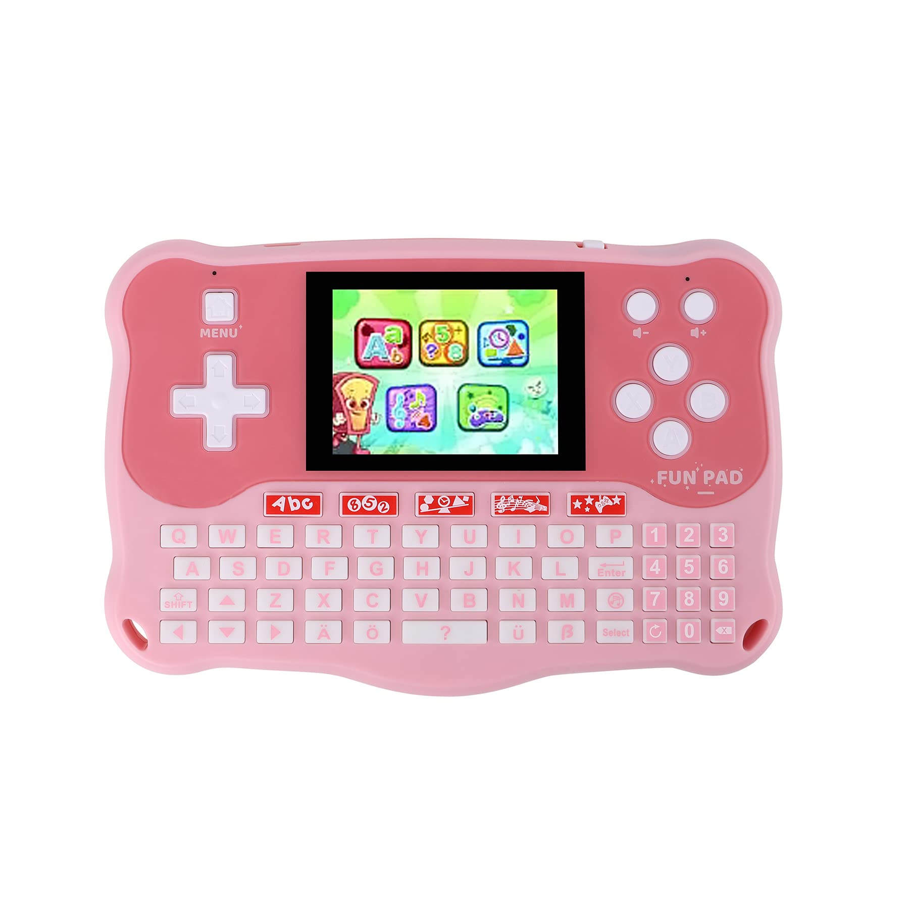 LUHYAUAN Kids Tablet showing ABC learning visuals to boost early literacy during play