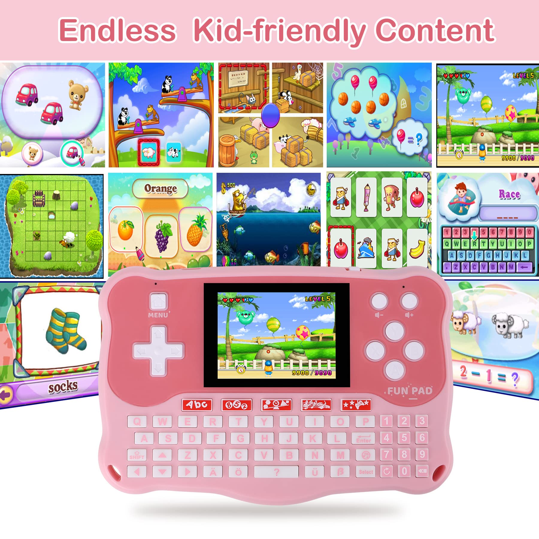 LUHYAUAN Kids Tablet focusing on shapes and numbers for foundational math