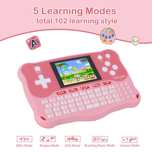 LUHYAUAN Kids Tablet displaying words and spelling mode for literacy practice