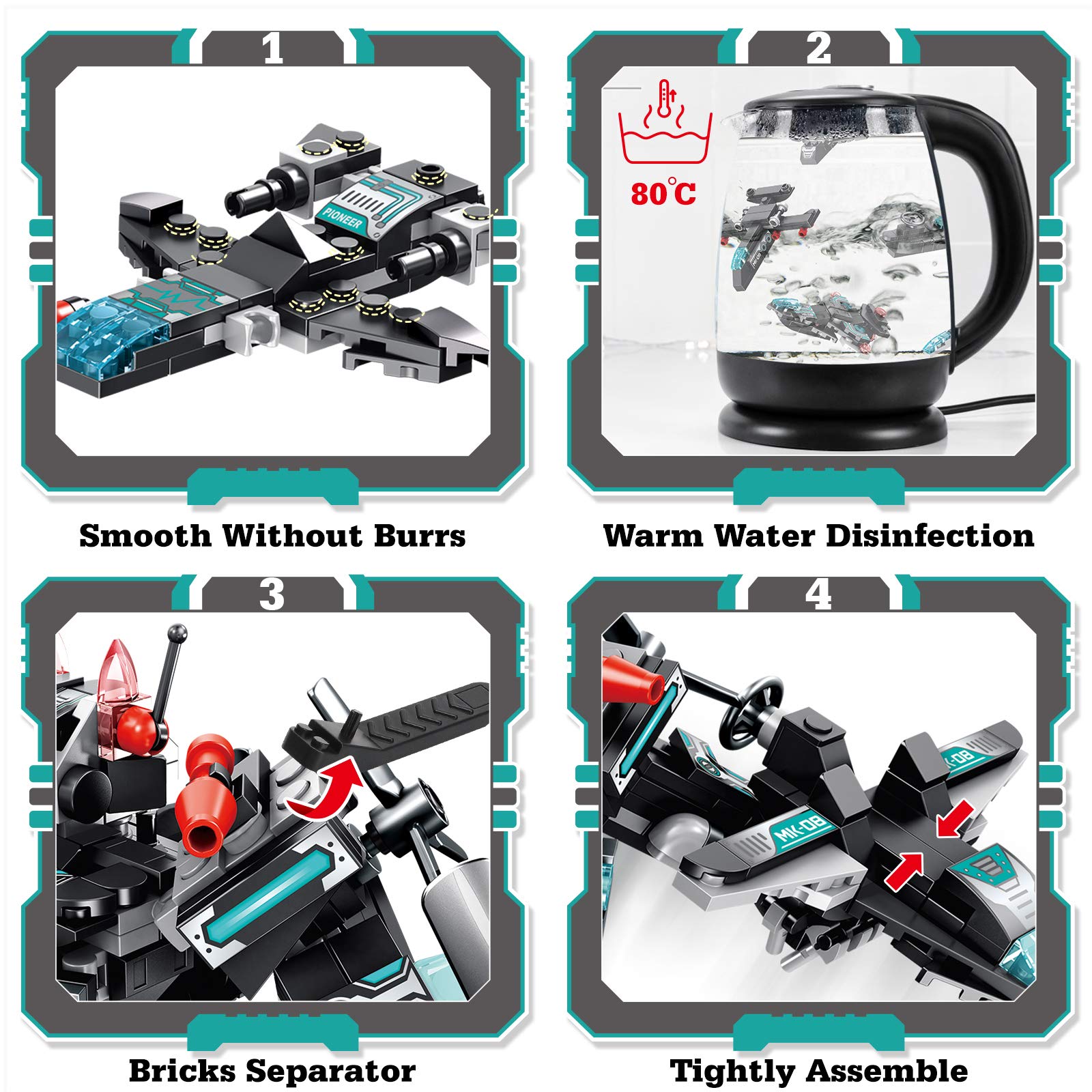 LUKAT instruction guide and bricks separator keeps kits organized.