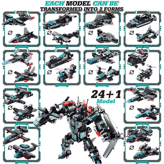 LUKAT planes and robot models showcase, ideal for engineering imagination.