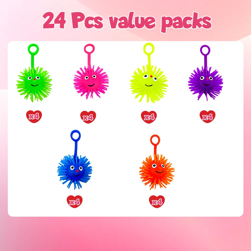 LUKBERA 24-pack LED Puffer Balls glow orange, great for party favors and vivid night-time activities.