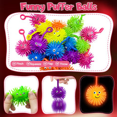 LUKBERA 24-pack LED Puffer Balls glow purple, adds bright flair to events and classroom games.