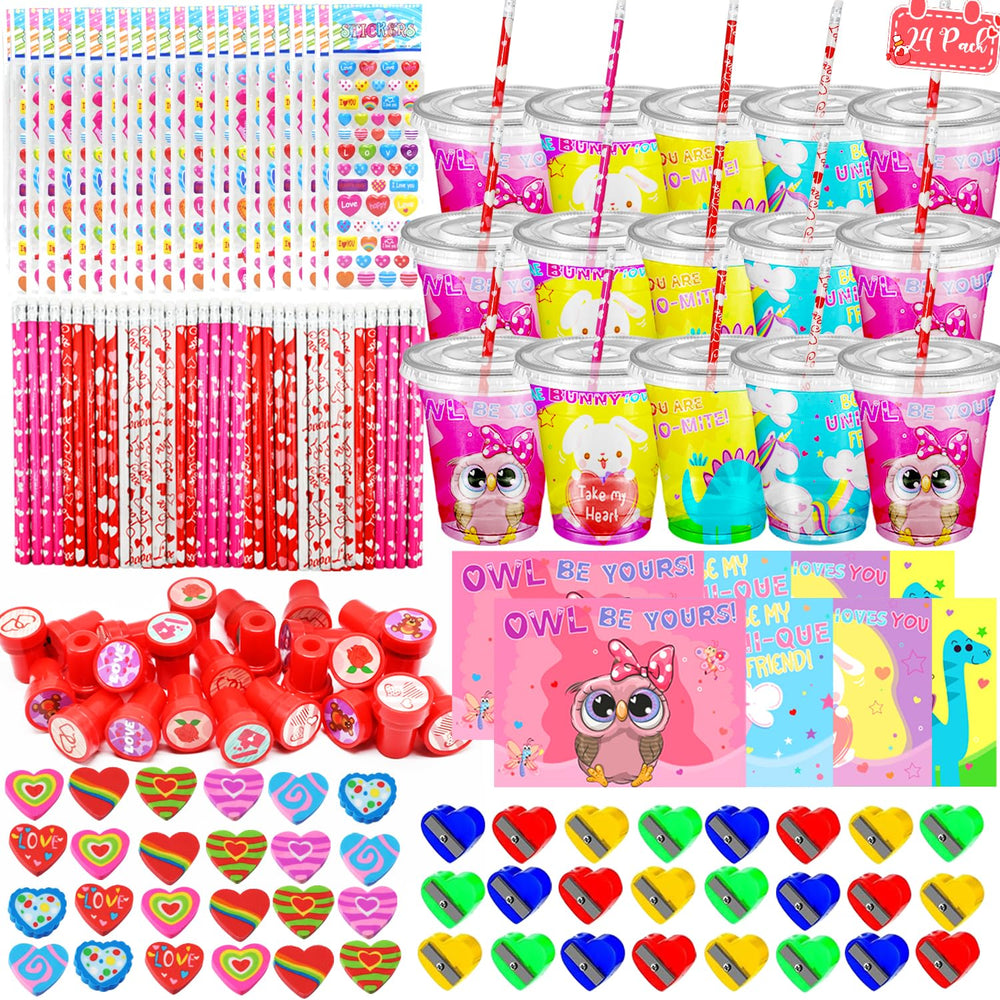 LUKBERA Valentine cups and stationery set designed for classroom exchanges and easy gifting