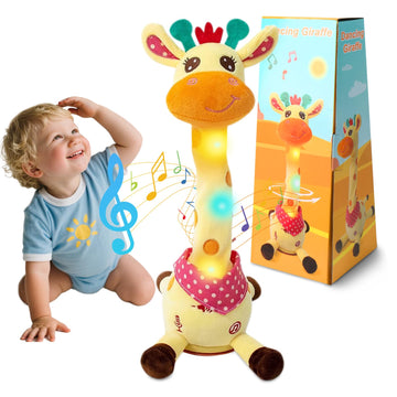 LUKETURE Dancing Talking Giraffe Toy in bright colors for interactive play.