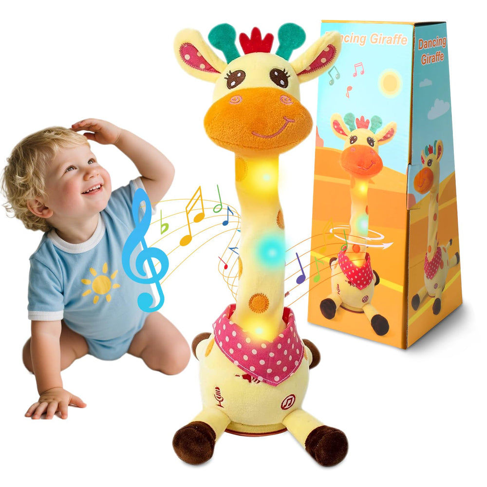 LUKETURE Dancing Talking Giraffe Toy in bright colors for interactive play.
