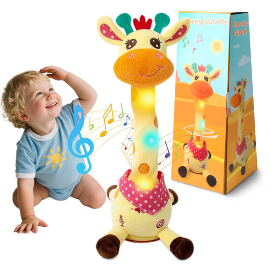 LUKETURE Dancing Talking Giraffe Toy in bright colors for interactive play.