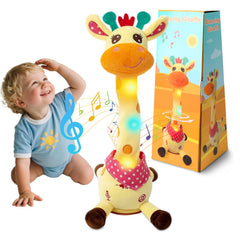 LUKETURE Dancing Talking Giraffe Toy in bright colors for interactive play.