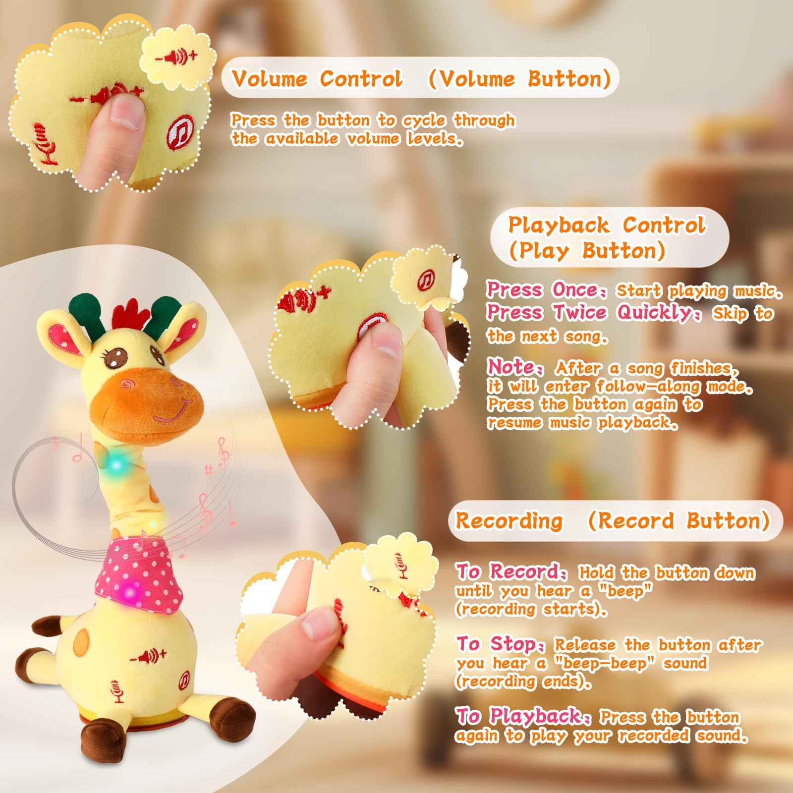 LUKETURE Gift-ready giraffe toy ideal for birthdays or holidays.