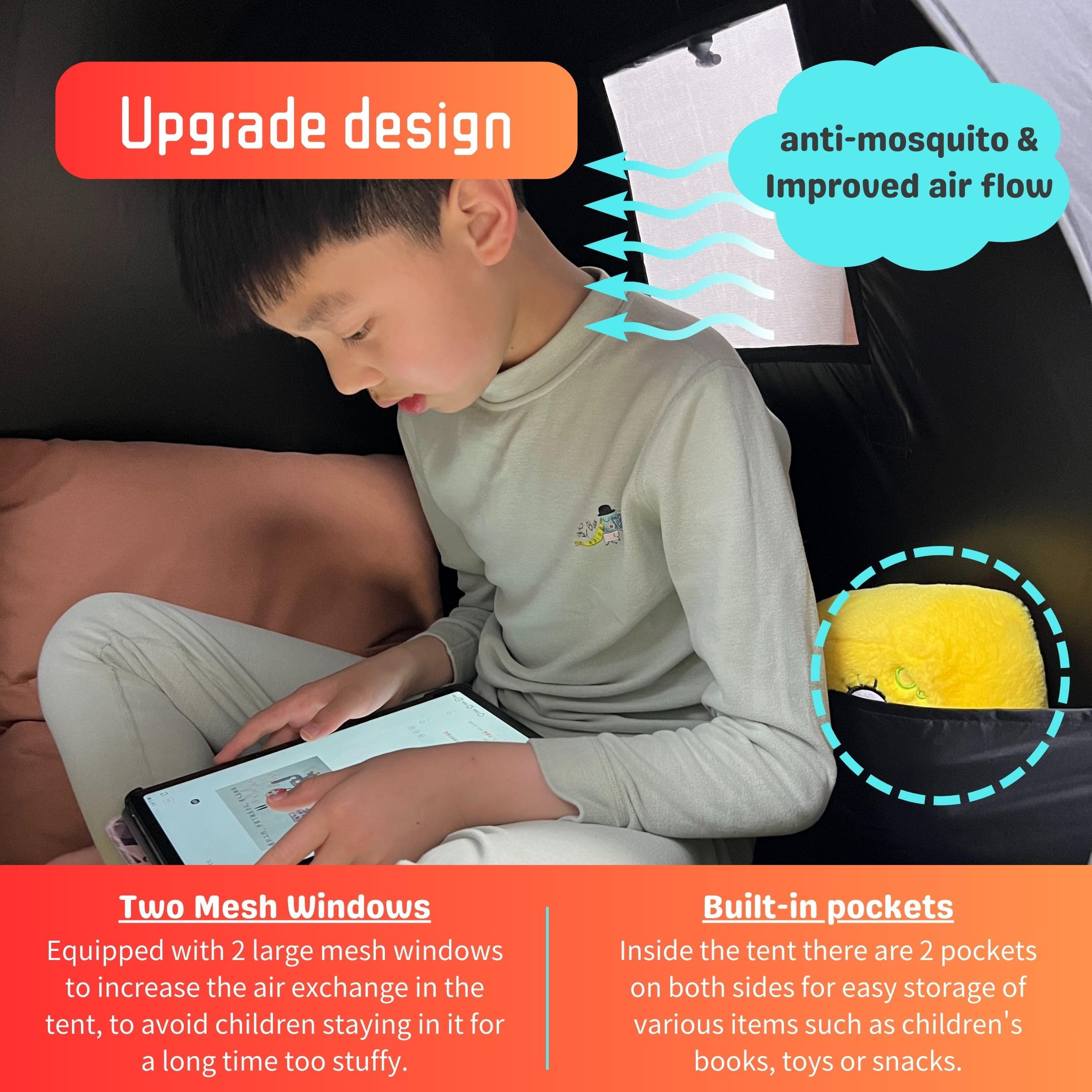 lukidoki sensory tent mesh windows and pockets improve airflow and storage
