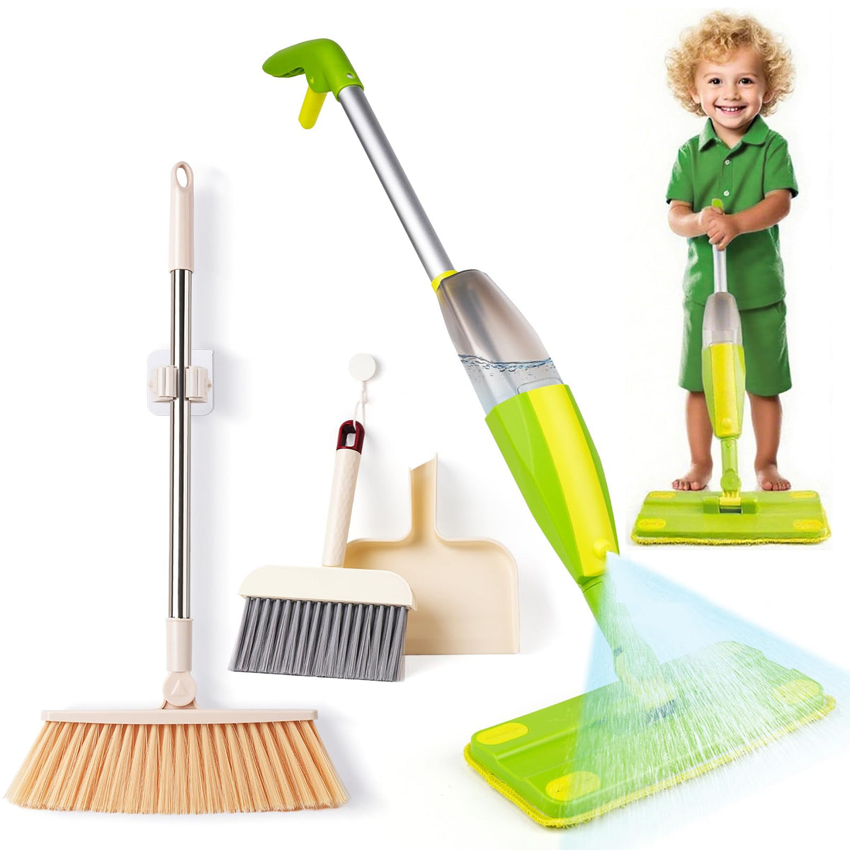 Lullulii Kids Spray Mop real working mini mop for engaging floor cleaning play