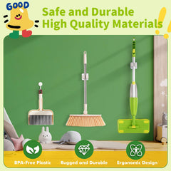 Storage clip on Lullulii kids spray mop for easy height placement