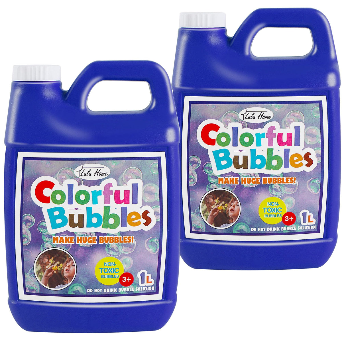 Lulu Home bubble concentrate bottle ready for dilution to make bubbles.