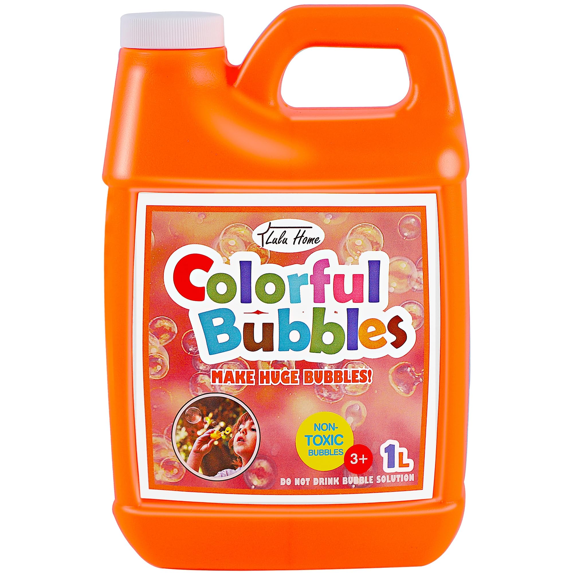 Lulu Home concentrated bubble solution bottle ready for quick toy bubble refills.