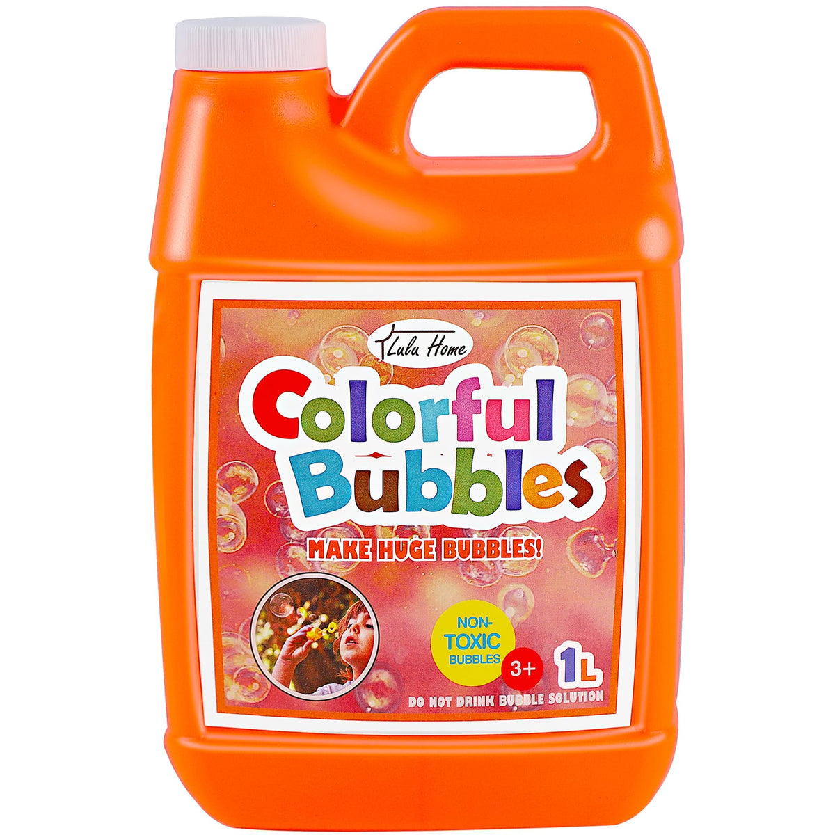 Lulu Home concentrated bubble solution bottle ready for quick toy bubble refills.