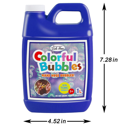 Lulu Home concentrated solution pour for mixing with water to vary bubbles.