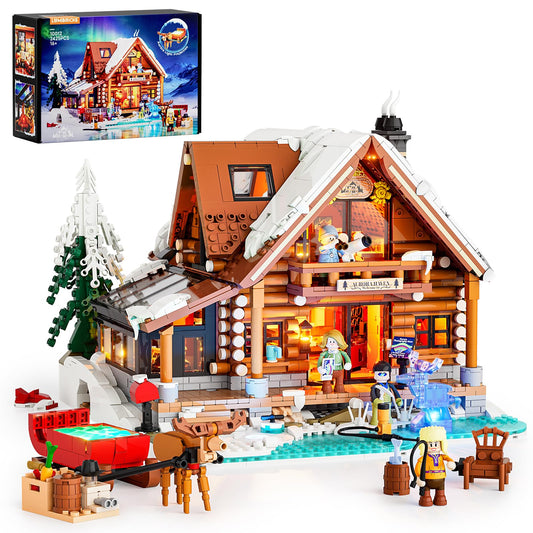 Lumibricks Aurora Cabin exterior view for a magical northern lights display.