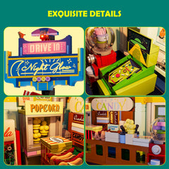 Lumibricks City Drive-in arcade machines add tactile interactivity to imaginative scenes.