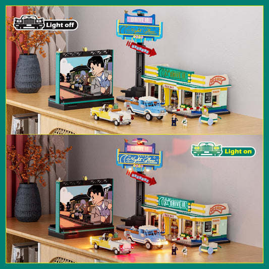 Lumibricks City Drive-in movie screen anchors engaging visuals for play or display.