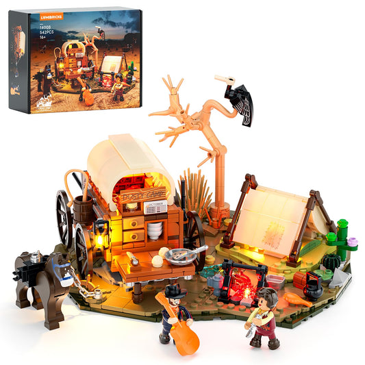 Lumibricks cowboy camp wagon lighting for display and storytelling