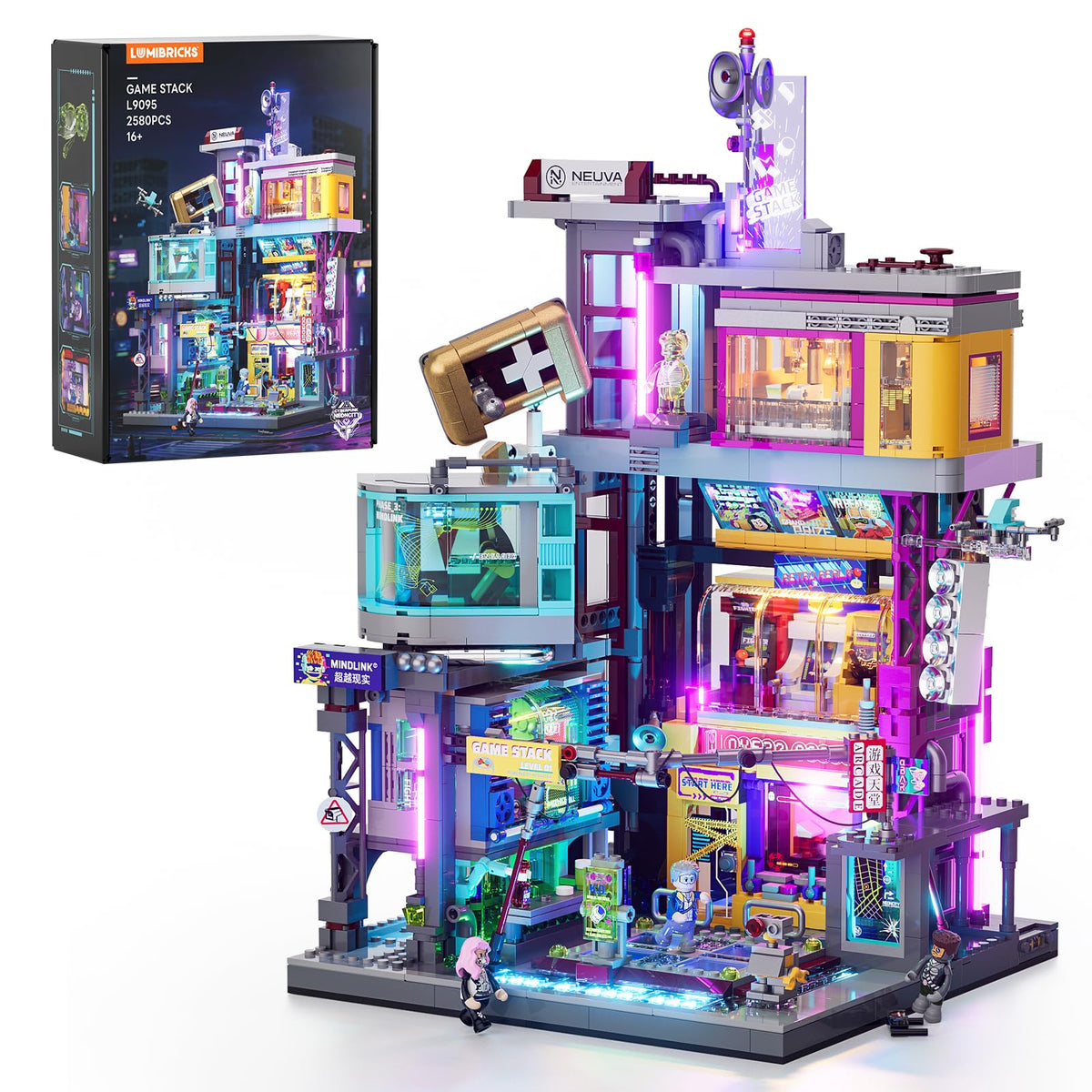 Lumibricks Cyberpunk modular modules assembly for flexible play layouts.
