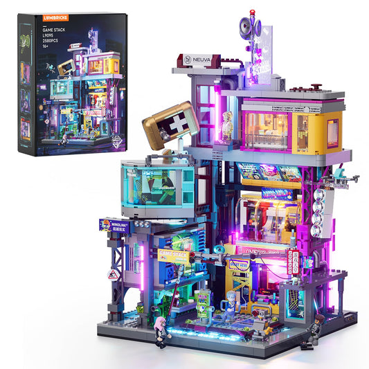 Lumibricks Cyberpunk modular modules assembly for flexible play layouts.