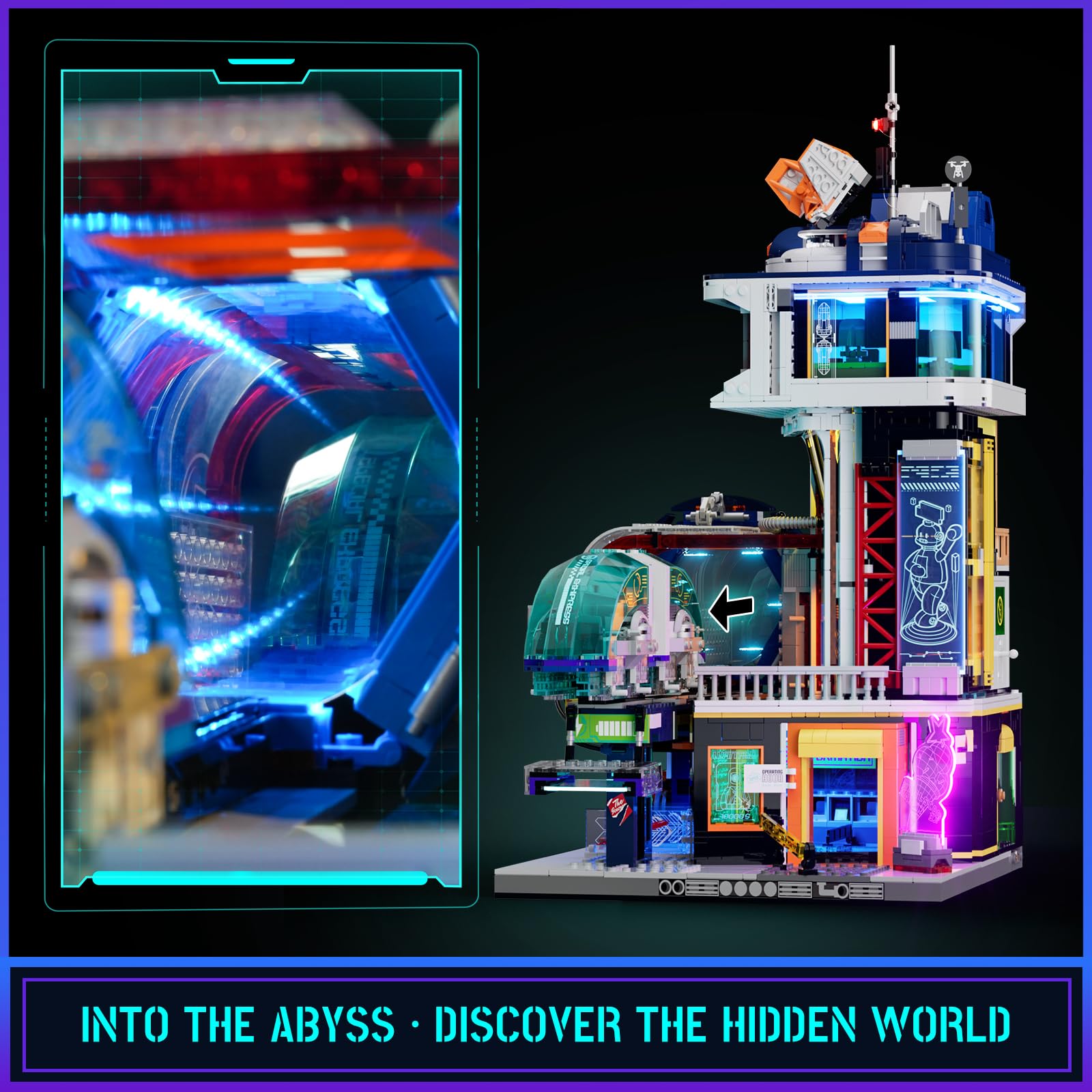 Lumibricks diorama details add authentic cyberpunk scenes for storytelling.