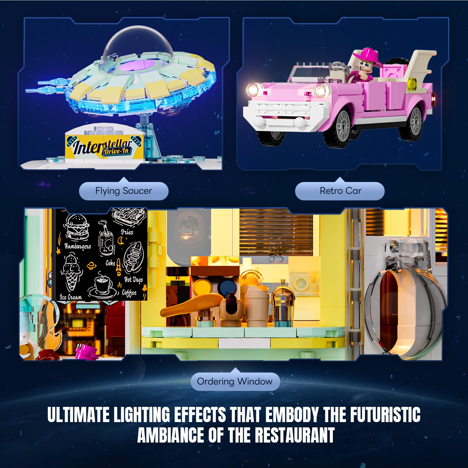 Lumibricks Interstellar Diner carport with convertible offers versatile arrangement options.