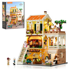 Lumibricks Italian trattoria-front facade detail for imaginative town-building play