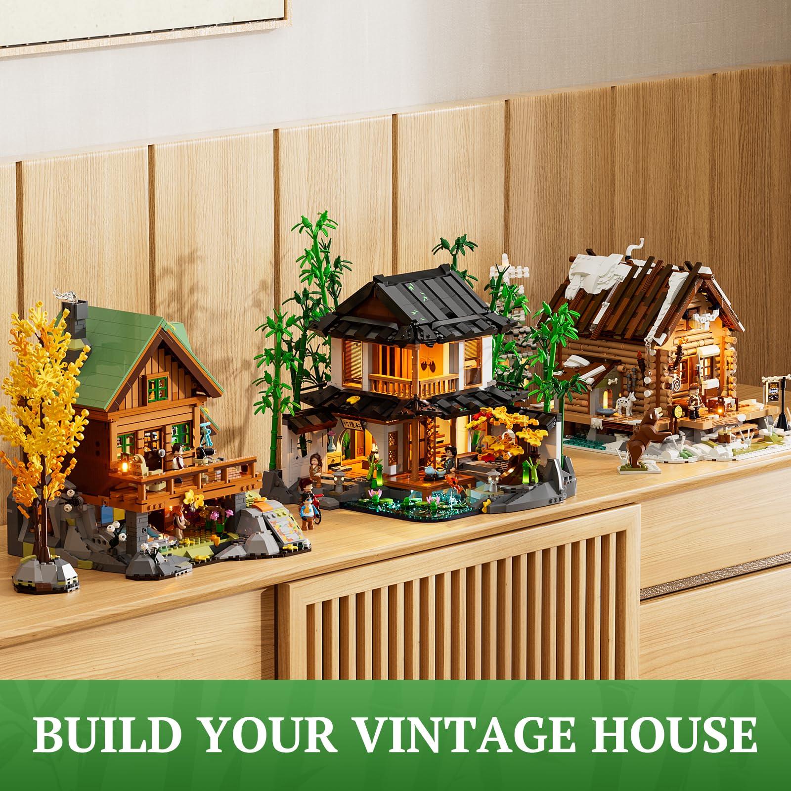 Lumibricks LED lighting with breathing bamboo and ice-blue water surfaces enhances atmosphere.