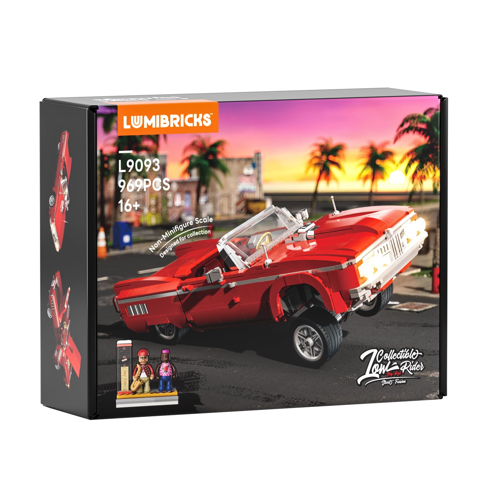 Lumibricks Low Rider wheels and lift mechanism demonstrate moving components.
