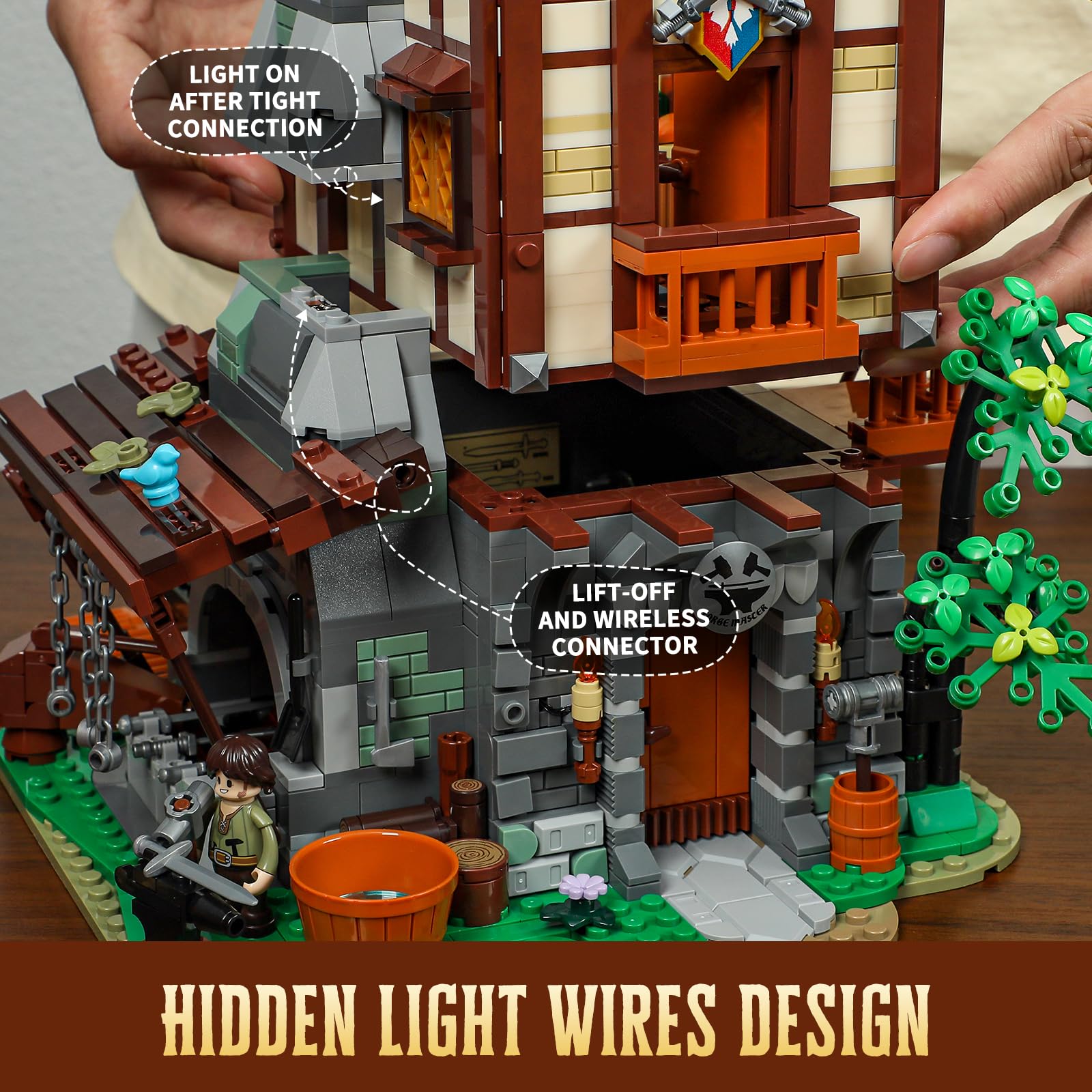 Lumibricks medieval-forge-house workshop tools on display for authentic diorama