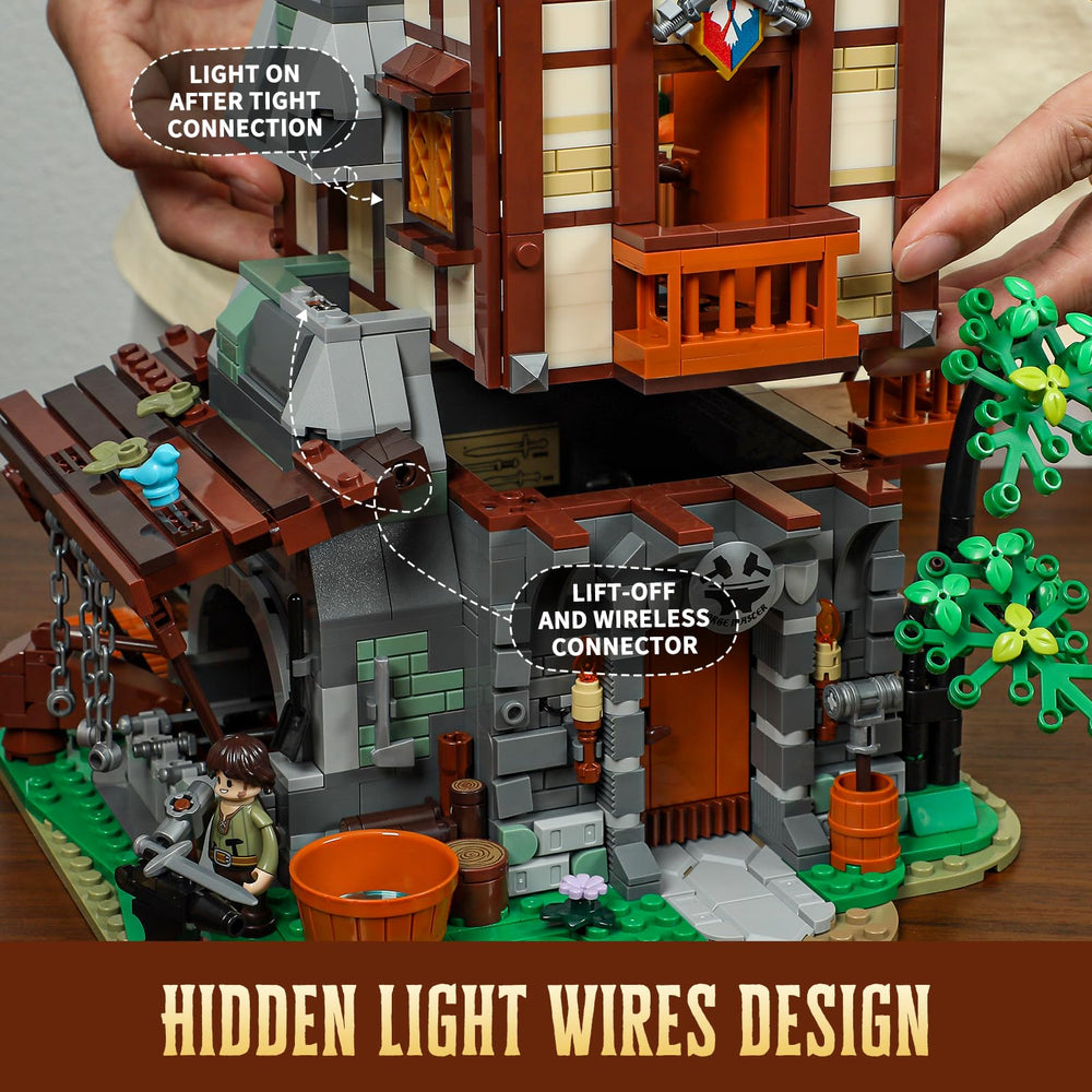 Lumibricks medieval-forge-house workshop tools on display for authentic diorama