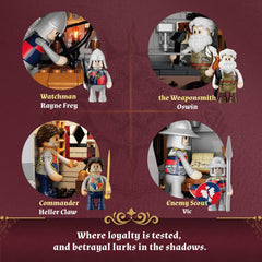 Lumibricks Minifigures Commander and guards bring character to the fortress.