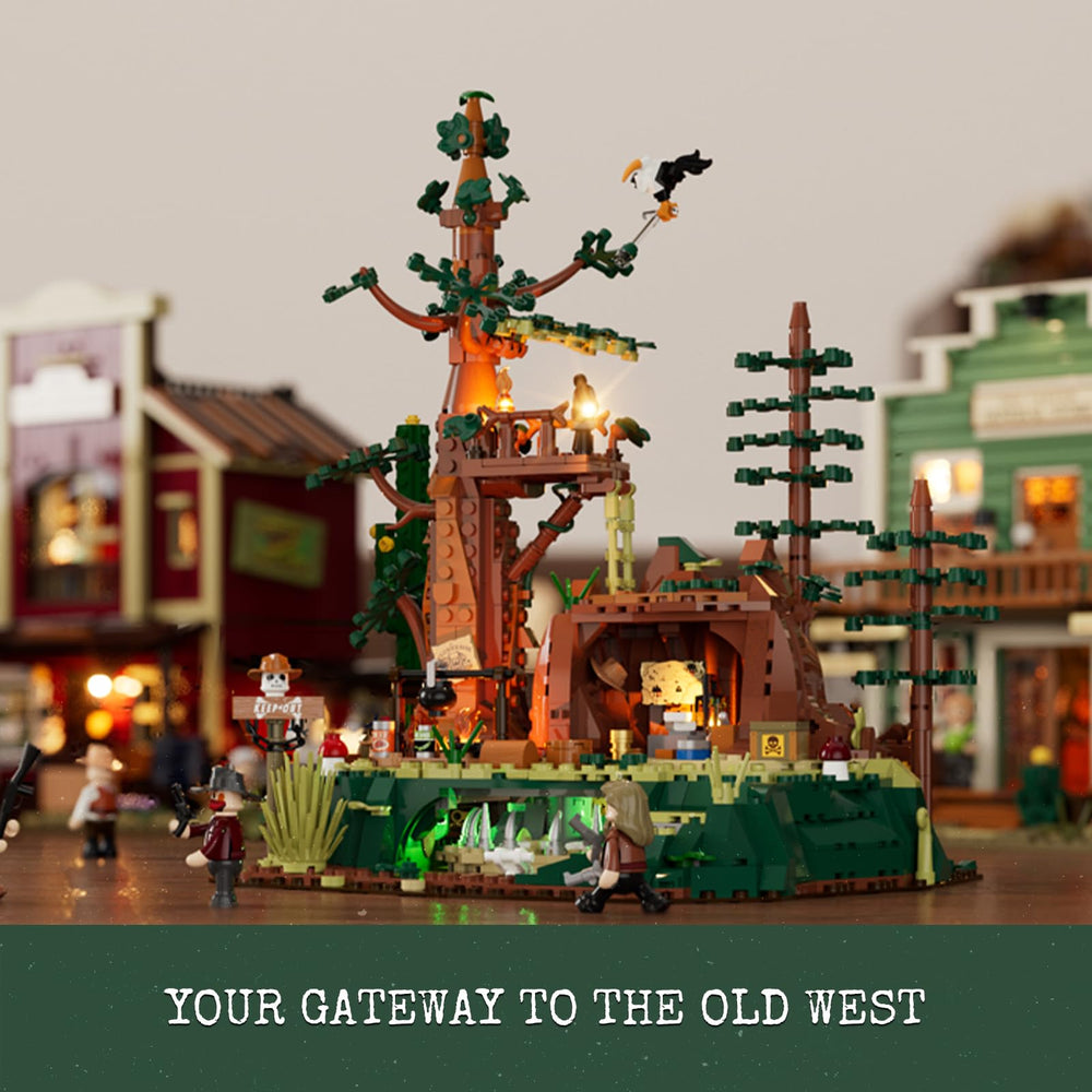 Lumibricks red-tailed hawk minifigure completing the Western crew