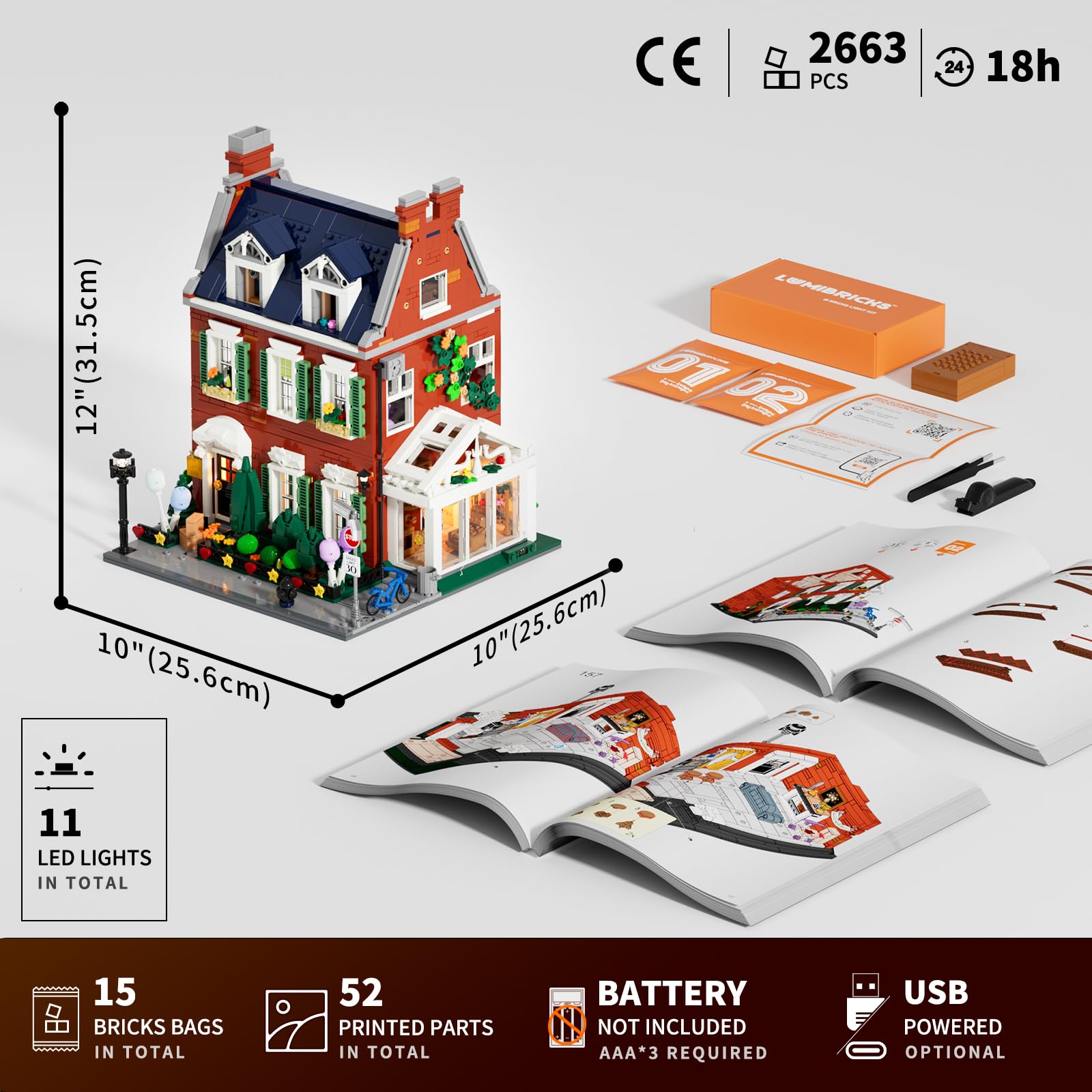 Lumibricks Redbrick Row House mini-scenes for birthday and Christmas displays